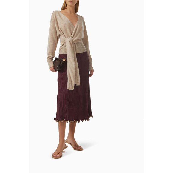 SIMKHAI Anna Cashmere Wrap Sweater GRAY SAGE GREEN Womens Size XS - Picture 2 of 11